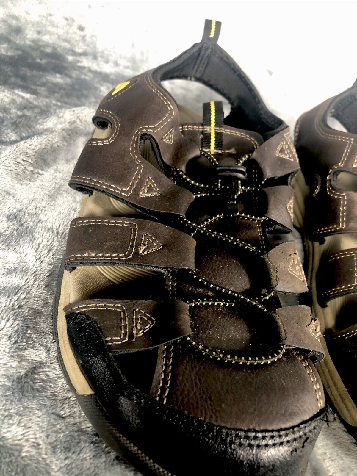 Ozark Trail Mens Sandals Brown Leather Outdoor Slide On Adult Shoes Size 10