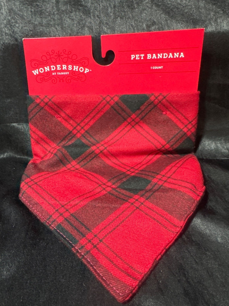 Wondershop Red & Black Plaid Pet Bandana For Pets Only Recycled Polyester Made I