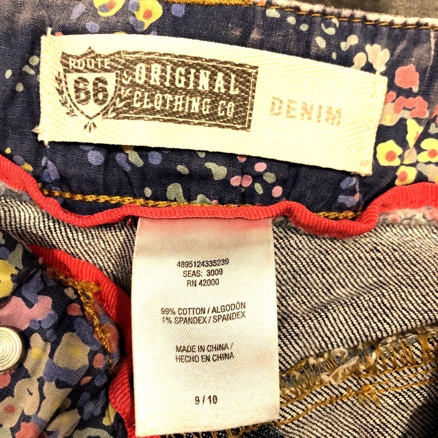 Route 66 Denim Shorts Girls Size 9/10 Light Wash Cotton Spandex Blend With Butto