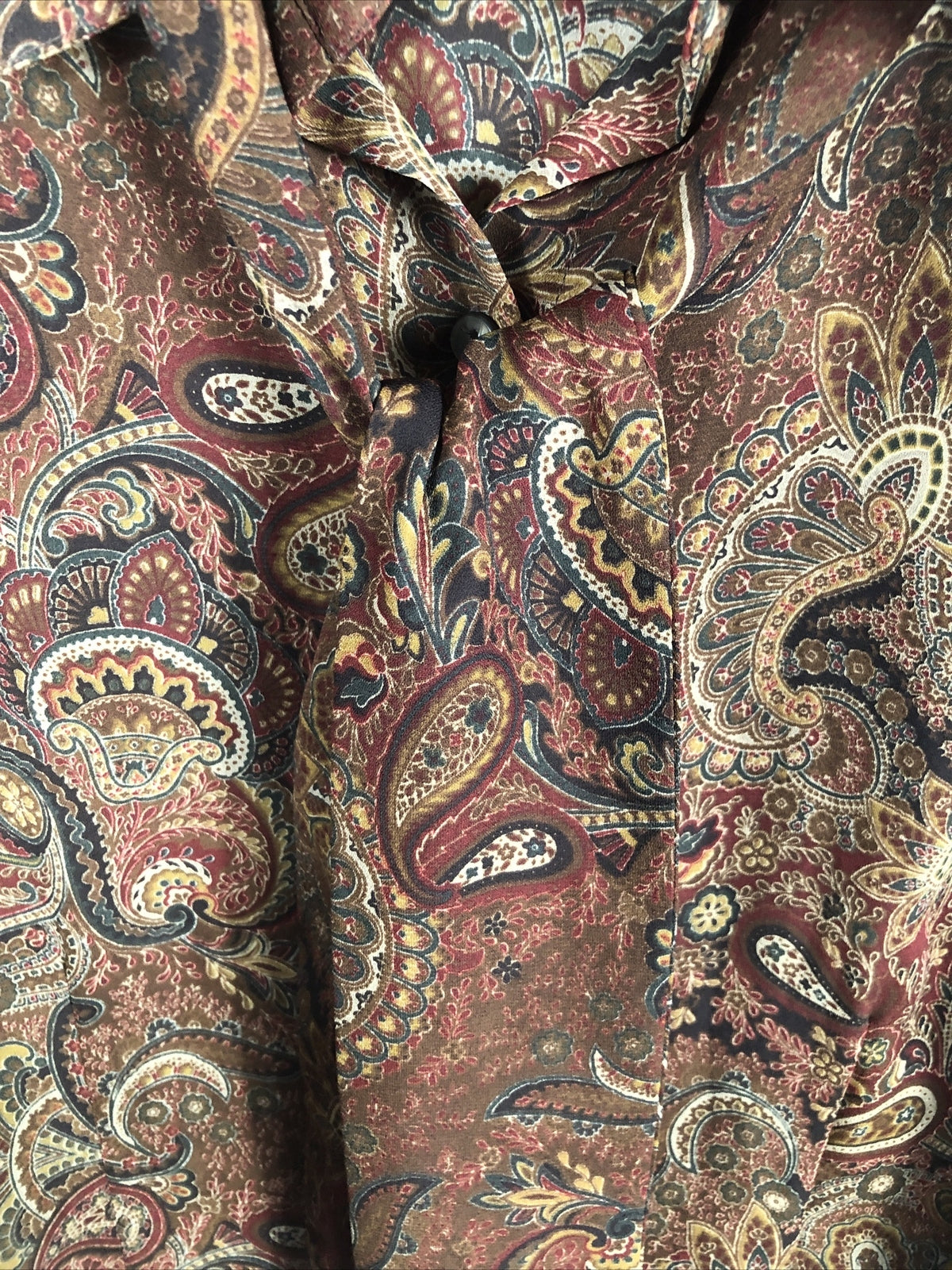 Rafaella Womens Paisley Button-Up Shirt Size 14 Brown & Multicolor