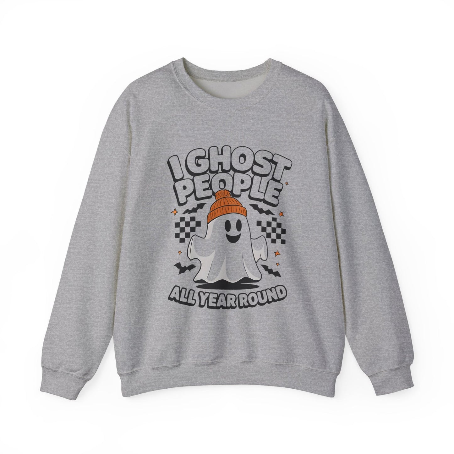 Womans Halloween Sweatshirt I Ghost People All Year Round Funny Spooky Season 