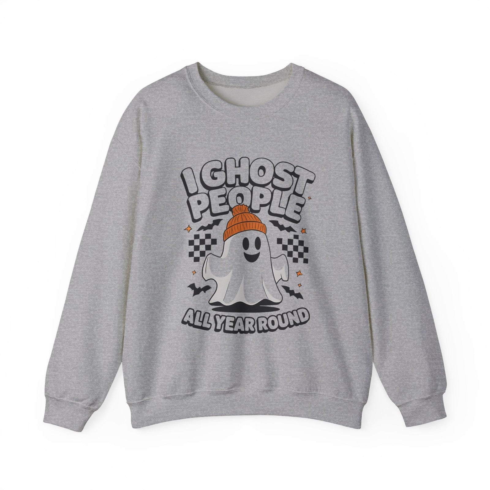 Womans Halloween Sweatshirt I Ghost People All Year Round Funny Spooky Season 