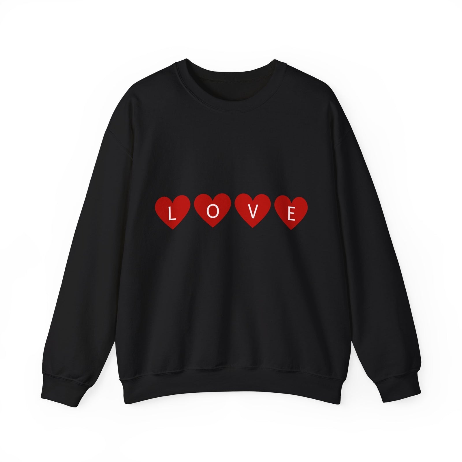 Valentines Day Womans Sweatshirt Love Heart Graphic Black Shirt