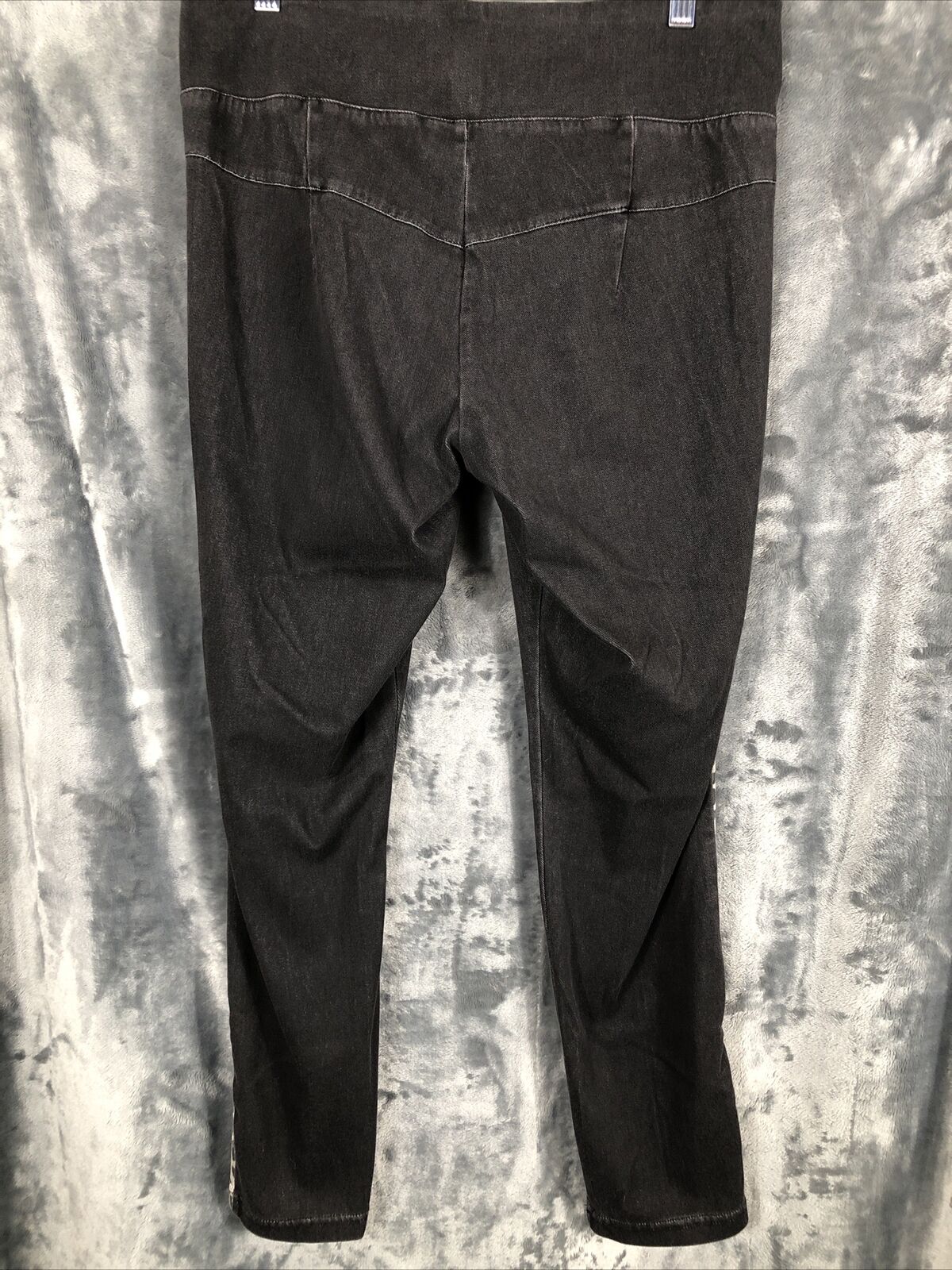 Anna & Ava ,  Black Denim , Cheetah Leg Detail, Super Stretchy , Skinny Jean Fit