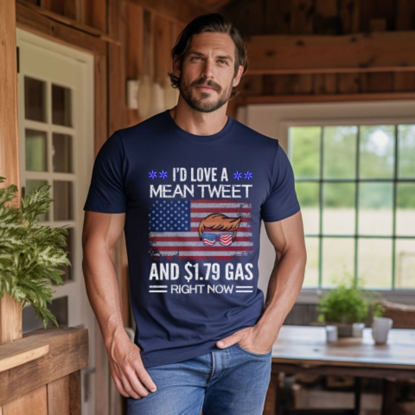 Trump Shirt Woman's Fun I'd Love a Mean Tweet Men's T Shirt Republican FJB