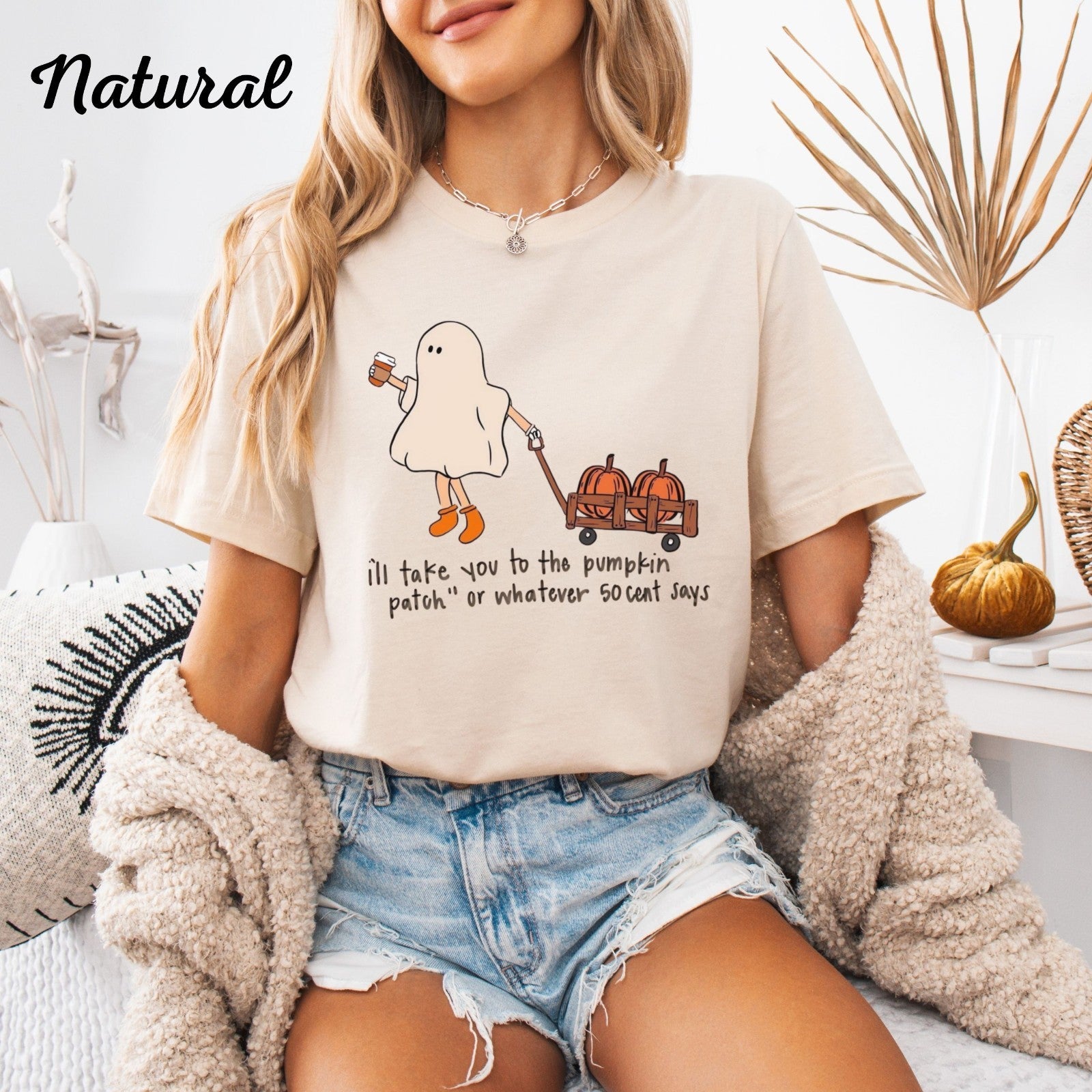 Womans Halloween Shirt I'll Take You 2 The Pumpkin Patch Wherever 50 Cent Says