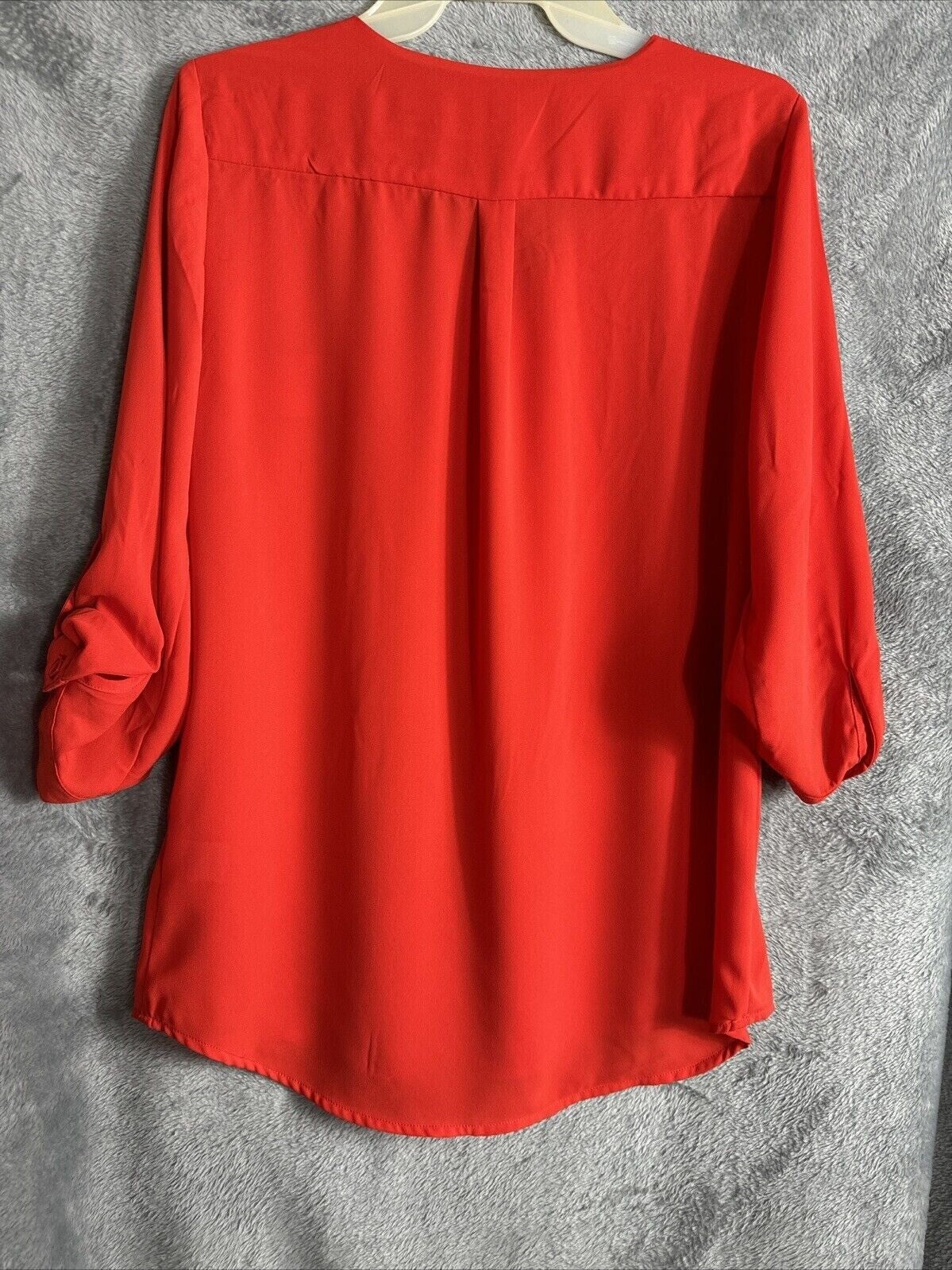Roz & Ali Womens Red V-Neck Blouse With Zipper Detail Size S