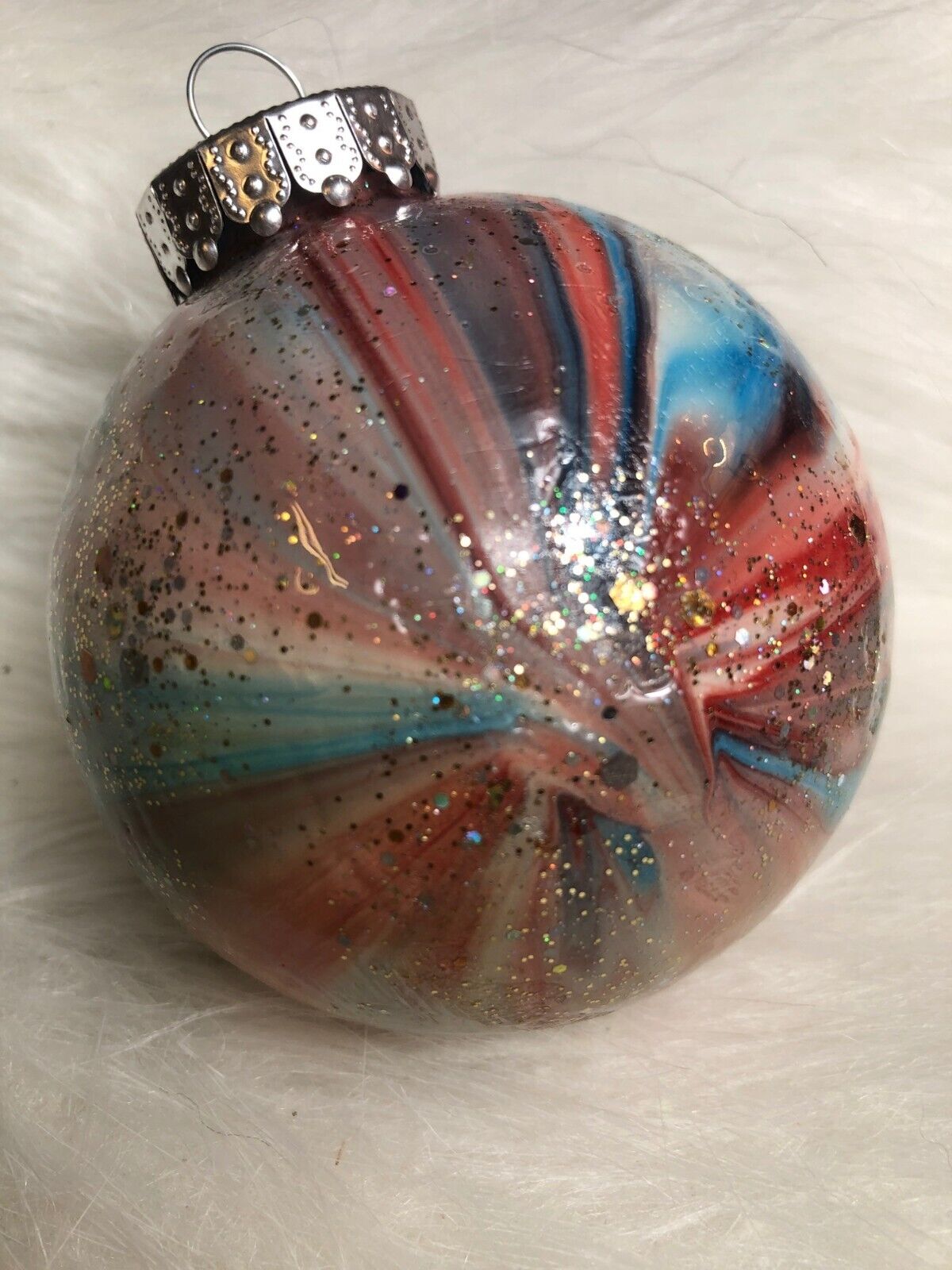 Hand-Painted Galaxy-Inspired Glitter Glass Ornament