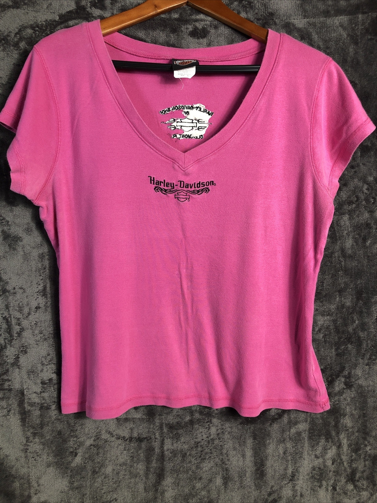 Harley Davidson Woman's T Shirt Pink  Tee Shirt X-Large Embroidered