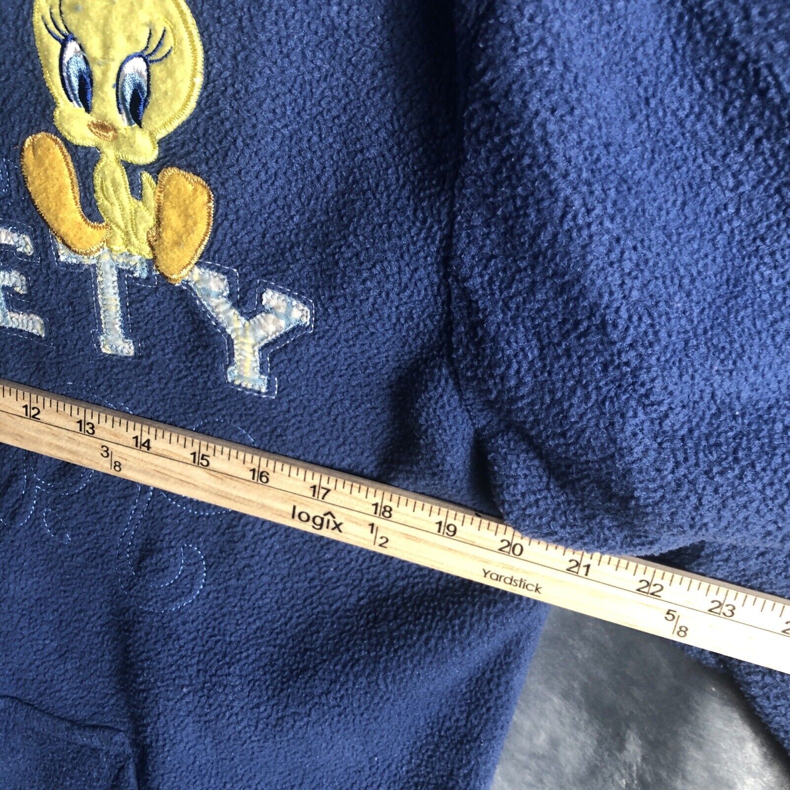 Women's Looney Tunes Tweety Bird Blue Fleece Zip Up Hoodie Sweatshirt Size Large