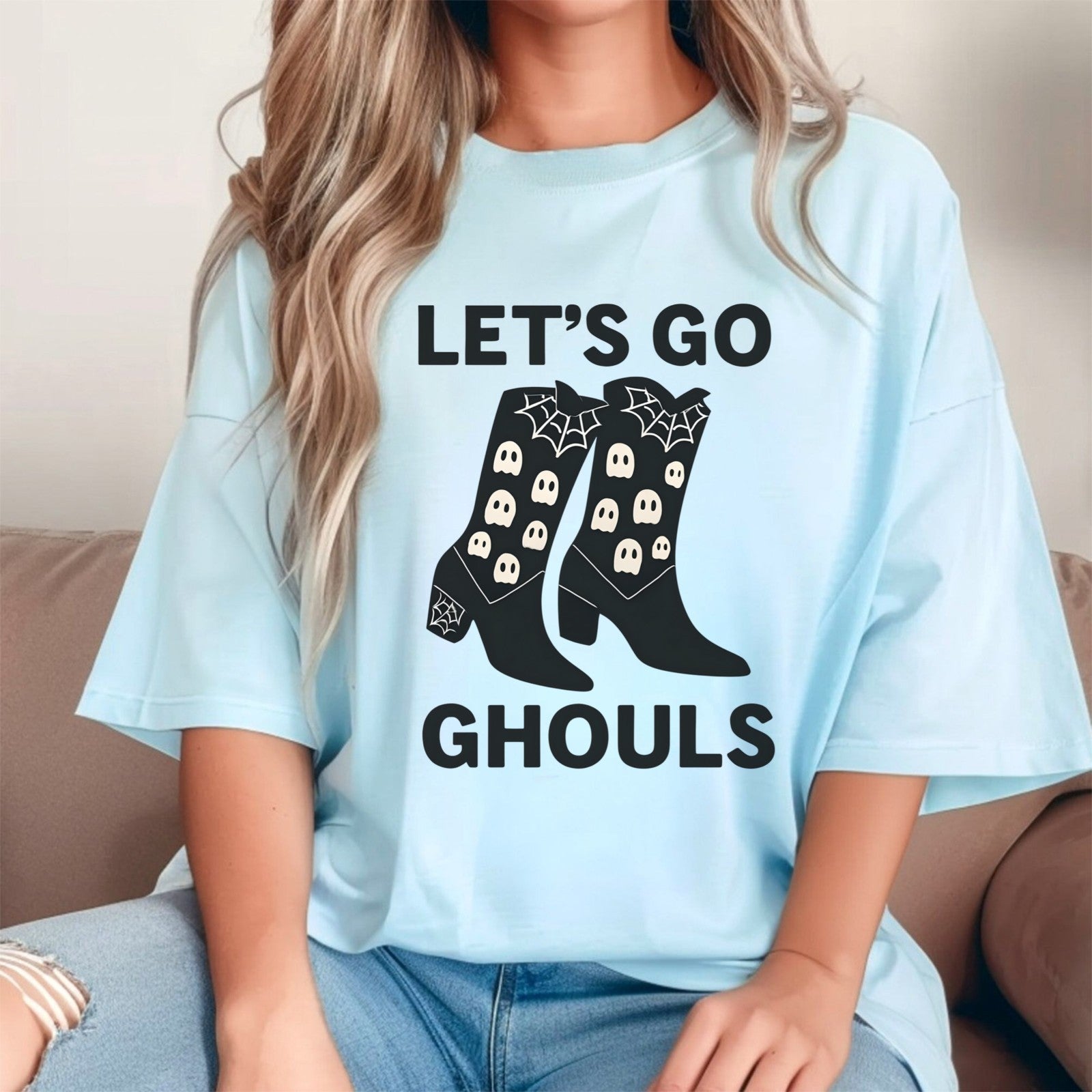 Comfort Colors Womens T Shirt Lets Go Ghouls Shirt Spooky Tee Halloween Top