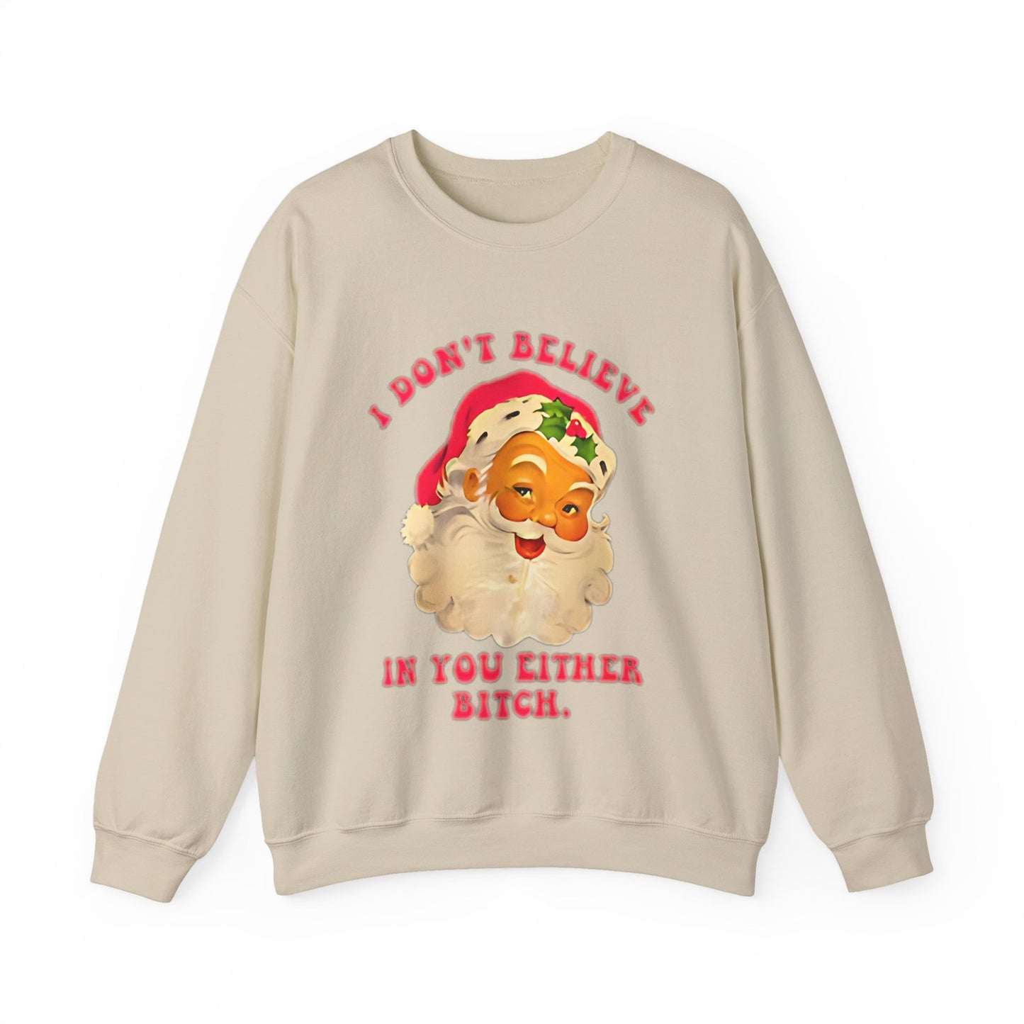 Womans Funny Christmas Sweatshirt Sarcastic Santa Top Festive Naughty Pullover 