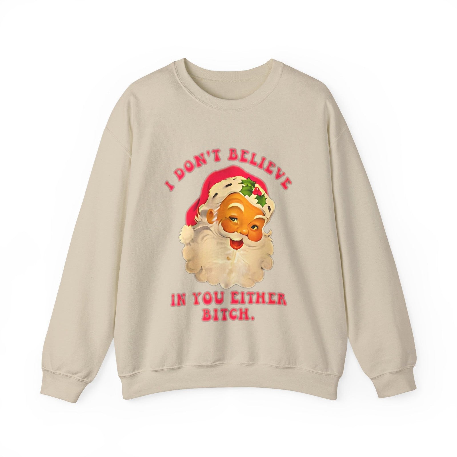 Womans Funny Christmas Sweatshirt Sarcastic Santa Top Festive Naughty Pullover 