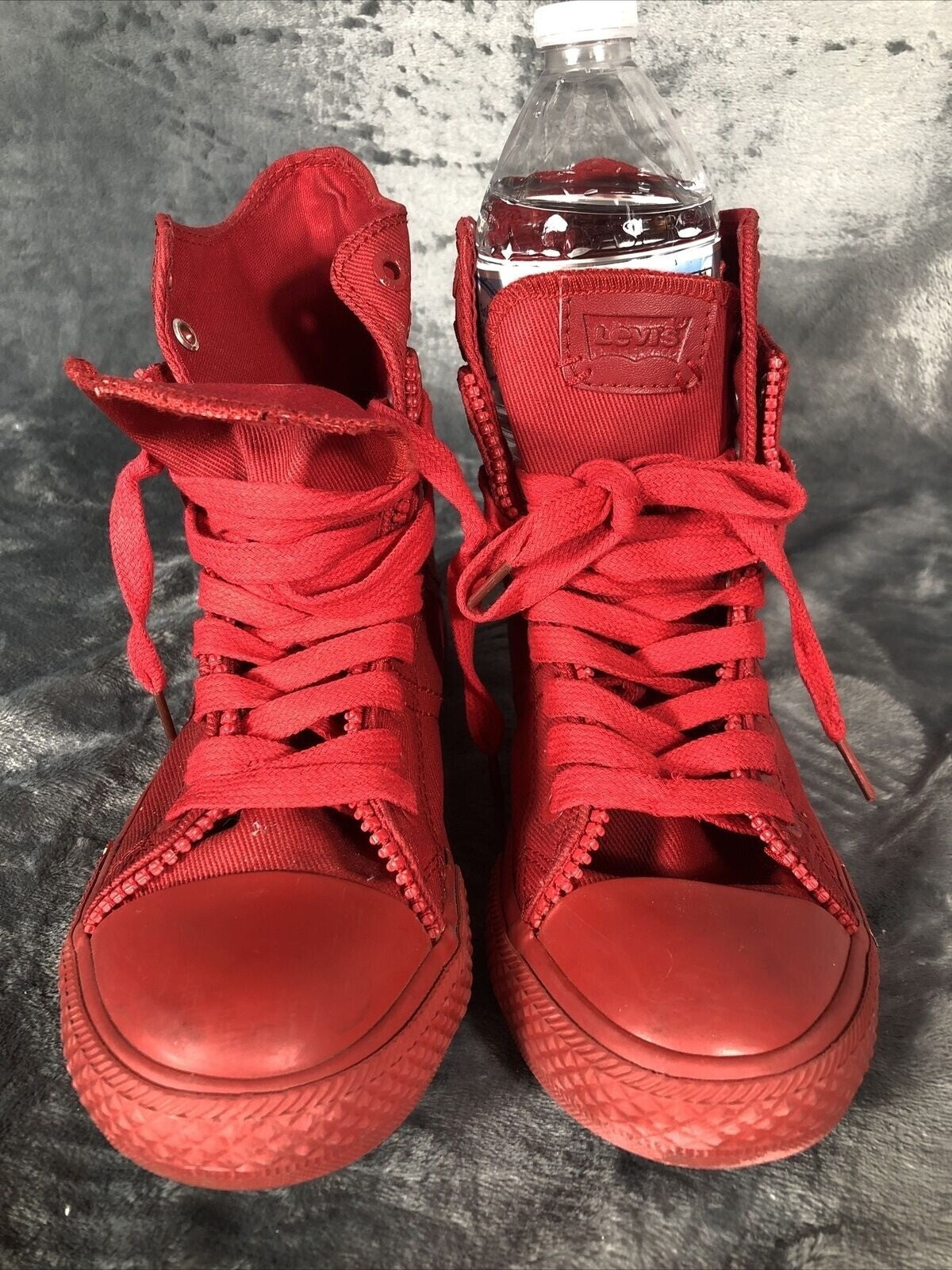 Levis Red High-Top Sneakers With Laces & Zippers Size 9