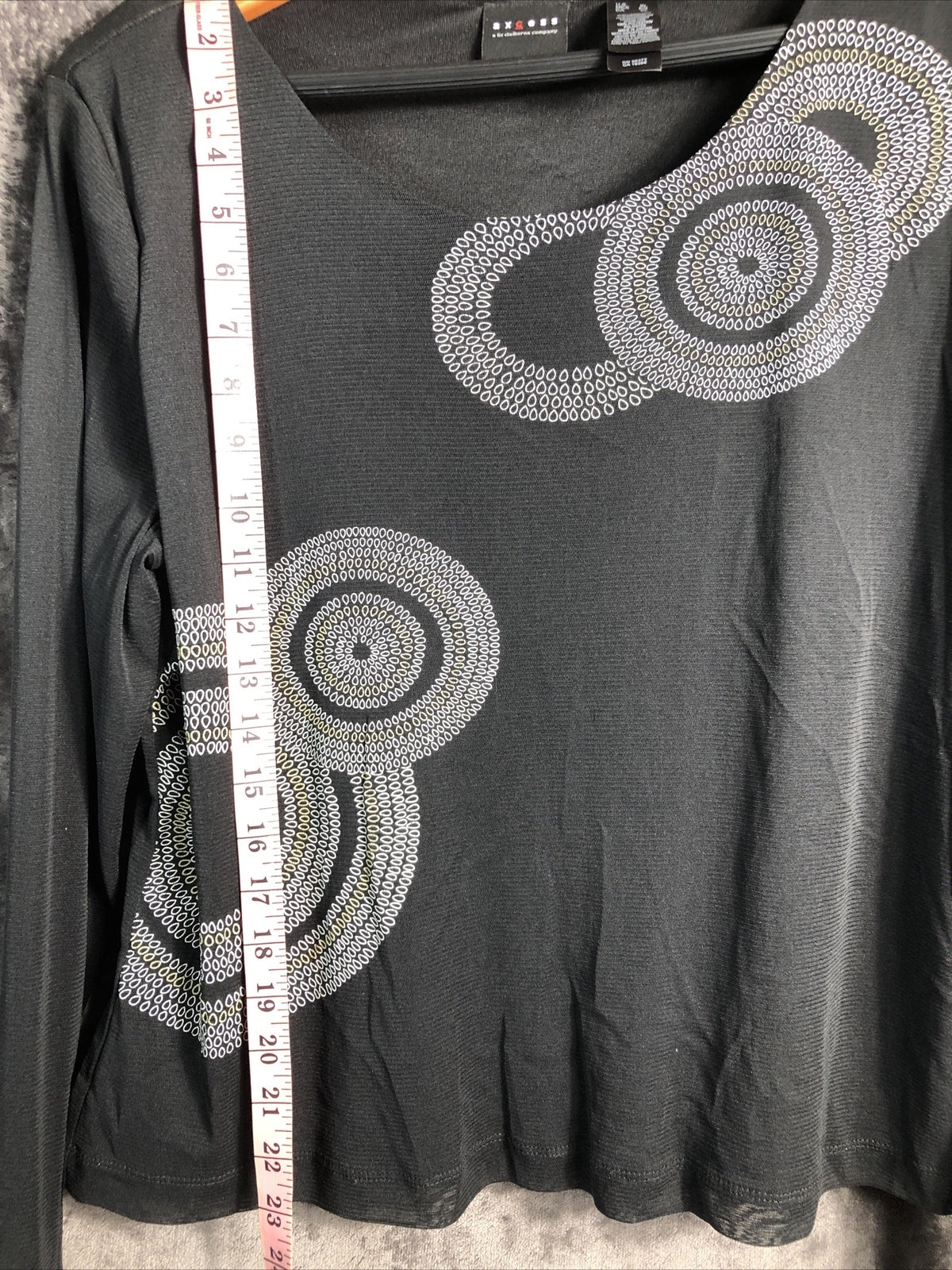 Axcess Women’s Blouse Black Gold Sliver Double Lining Size X-Large