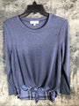 New Directions Women’s Shirt Blue Blouse Long Sleeve With Knot Size Small