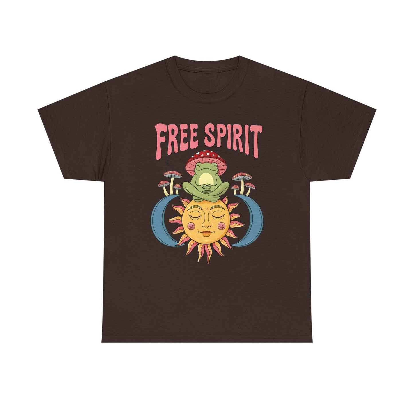 Womans T Shirt Retro Frog Mushroom Sun Groovy Free Spirit Hippie Tee 70's Shirt