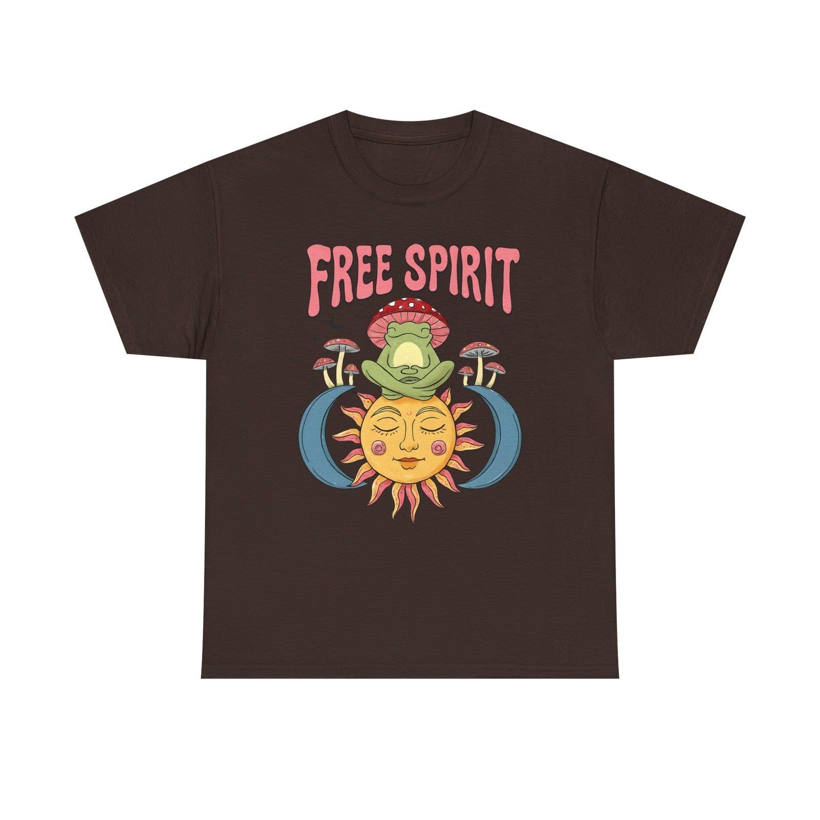 Womans T Shirt Retro Frog Mushroom Sun Groovy Free Spirit Hippie Tee 70's Shirt