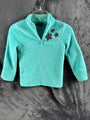 Zelos Kids Turquoise Fuzzy Pullover With Star Embroidery Cozy Half-Zip Size S