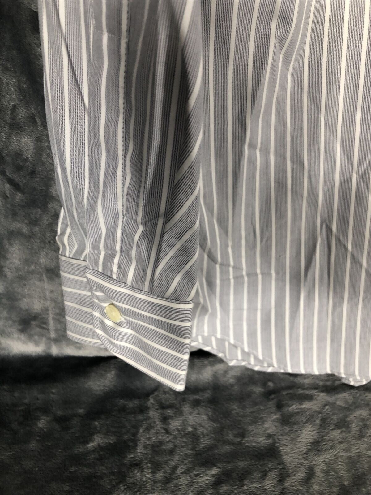 St Michael Mens Striped Dress Shirt 17 1/2” Collar 65% Polyester 35% Cotton Butt