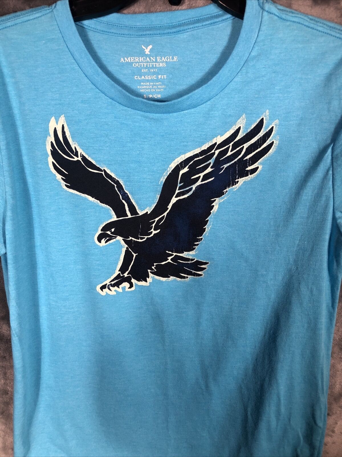 American Eagles T-Shirt Large Eagle Size Petite Small Blue