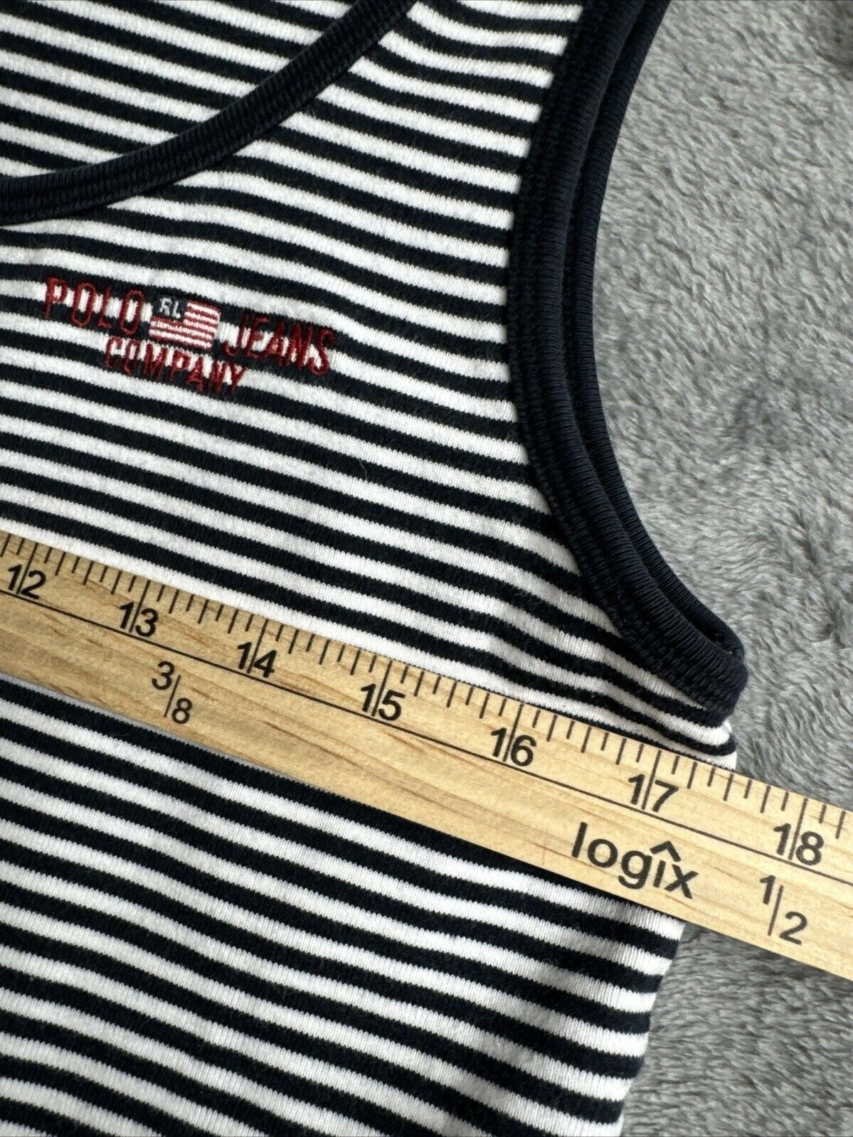 Polo Jeans Co. Woman's Ralph Lauren Black & White Striped Tank Top L 100% Cotton