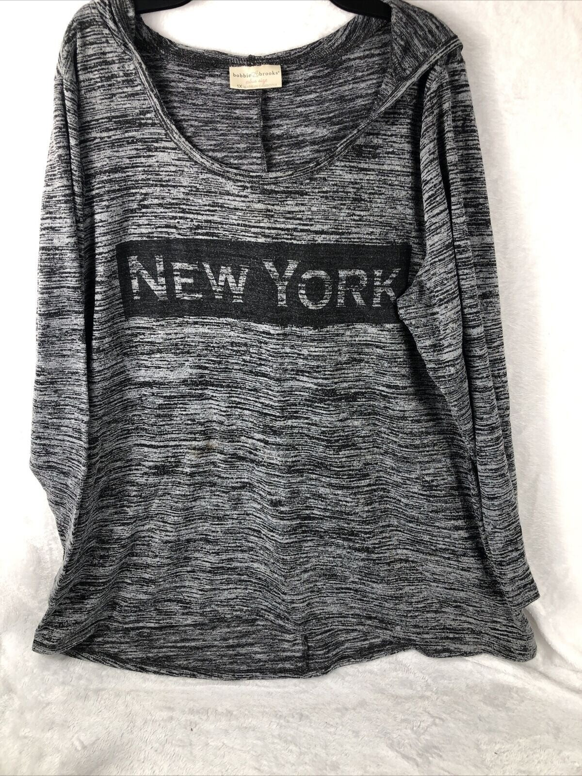 Bobbie Brooks New York Graphic Plus Size 1X Long Sleeve Top