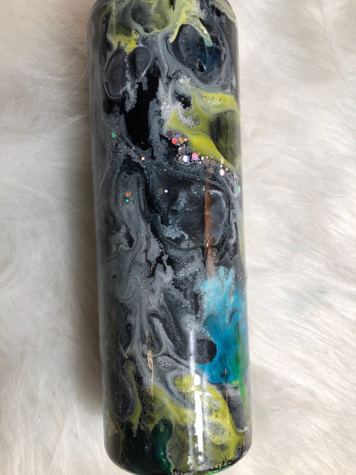 "Slay The Day!" Glitter Tumbler With Cosmic Design