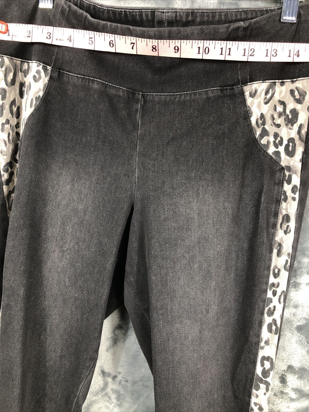 Anna & Ava ,  Black Denim , Cheetah Leg Detail, Super Stretchy , Skinny Jean Fit