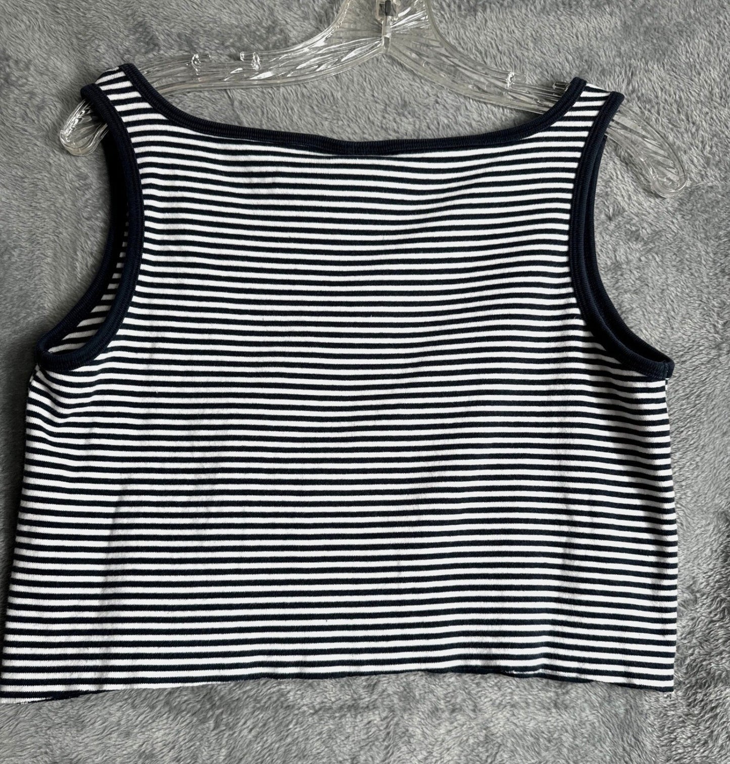 Polo Jeans Co. Woman's Ralph Lauren Black & White Striped Tank Top L 100% Cotton