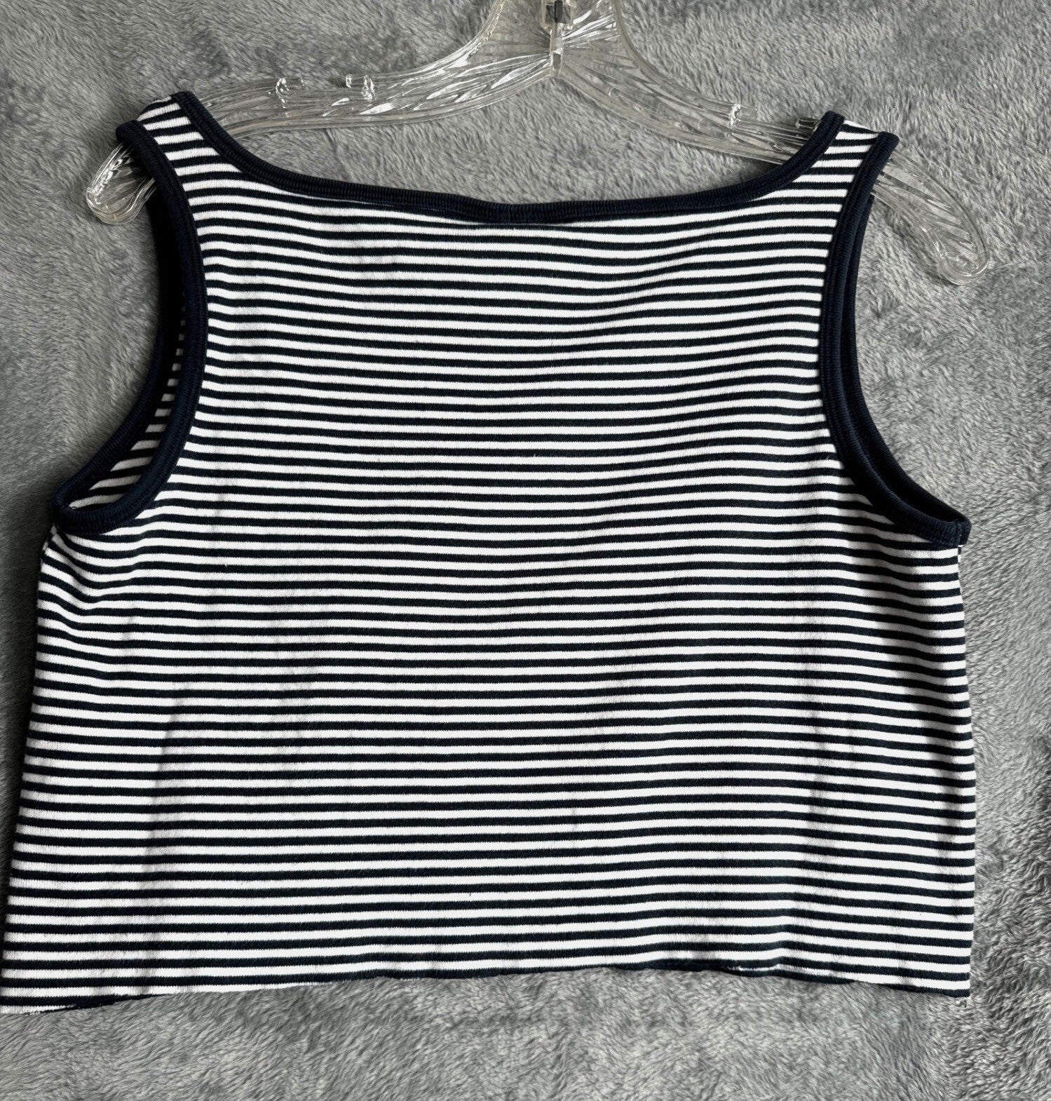 Polo Jeans Co. Woman's Ralph Lauren Black & White Striped Tank Top L 100% Cotton