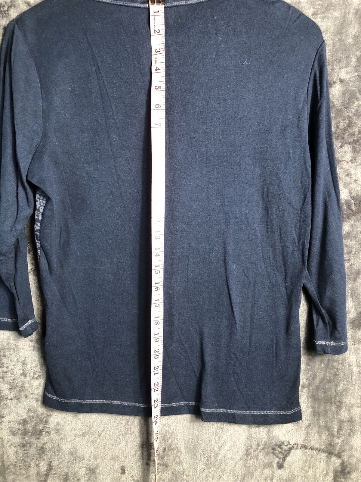Dress Barn Navy Blue Floral Sparkle Button V Neck Women’s Size X-Large