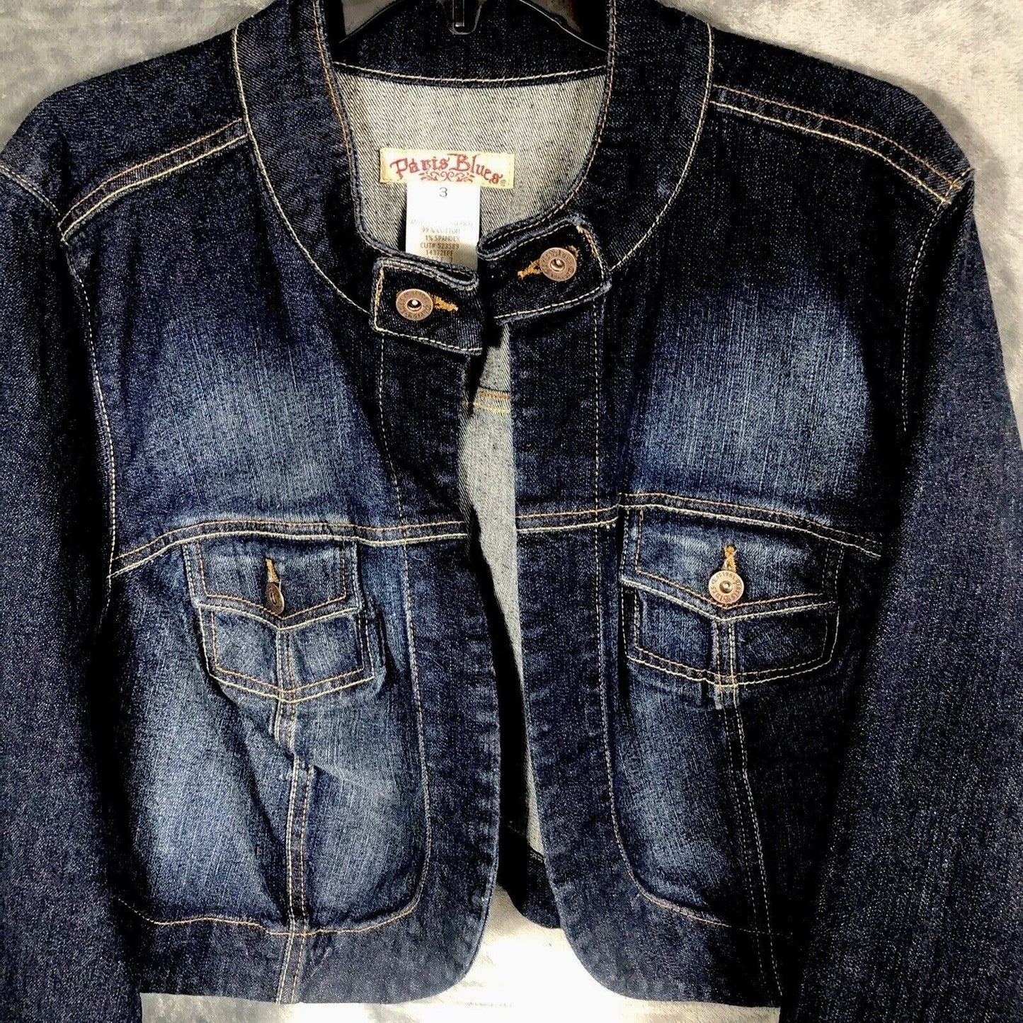 Paris Blues Womens Denim Jacket Size 3 Button-Up Crop Style