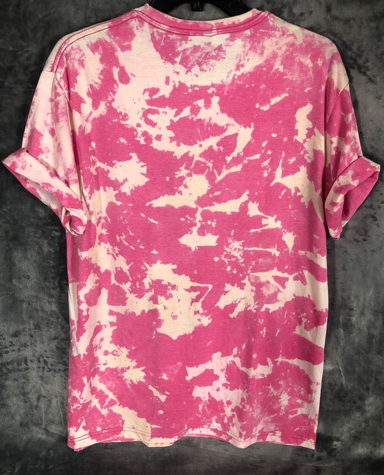 First We Drink Coffee Women’s T-Shirt Tie Dye Adult Size Large Pink