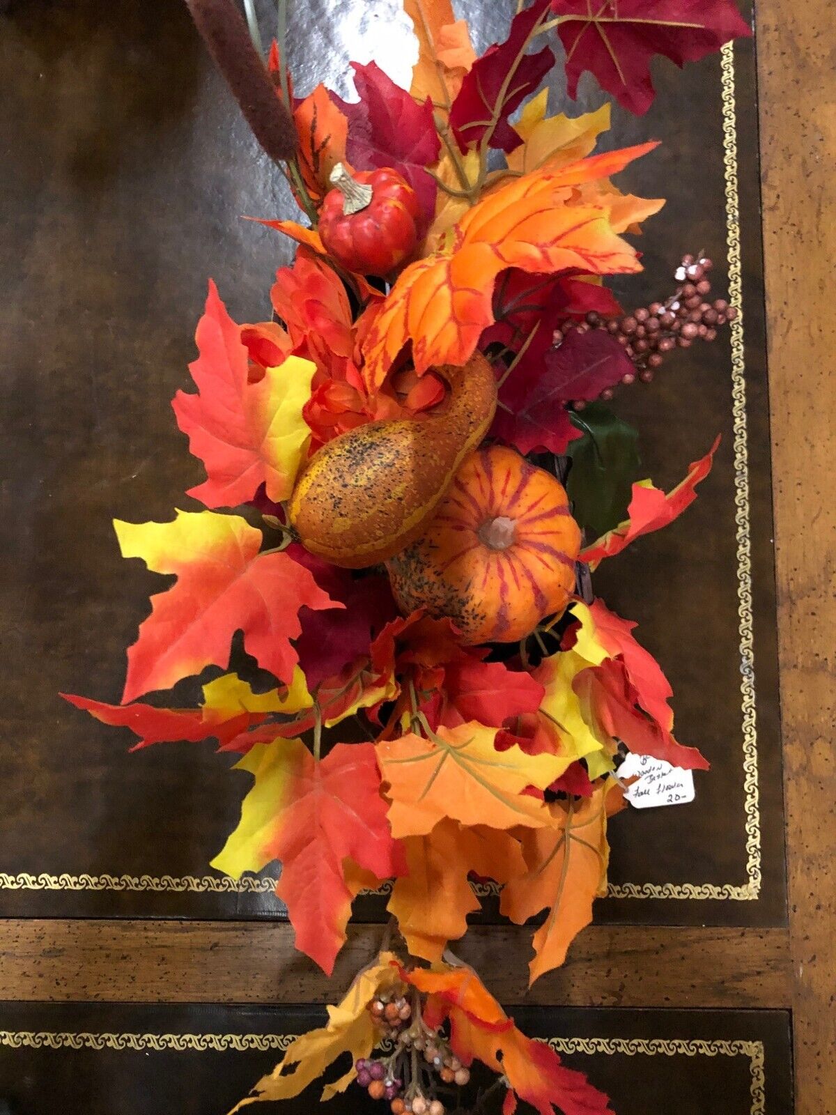 Artificial Fall Thanksgiving Centerpiece With Pumpkins & Leaves