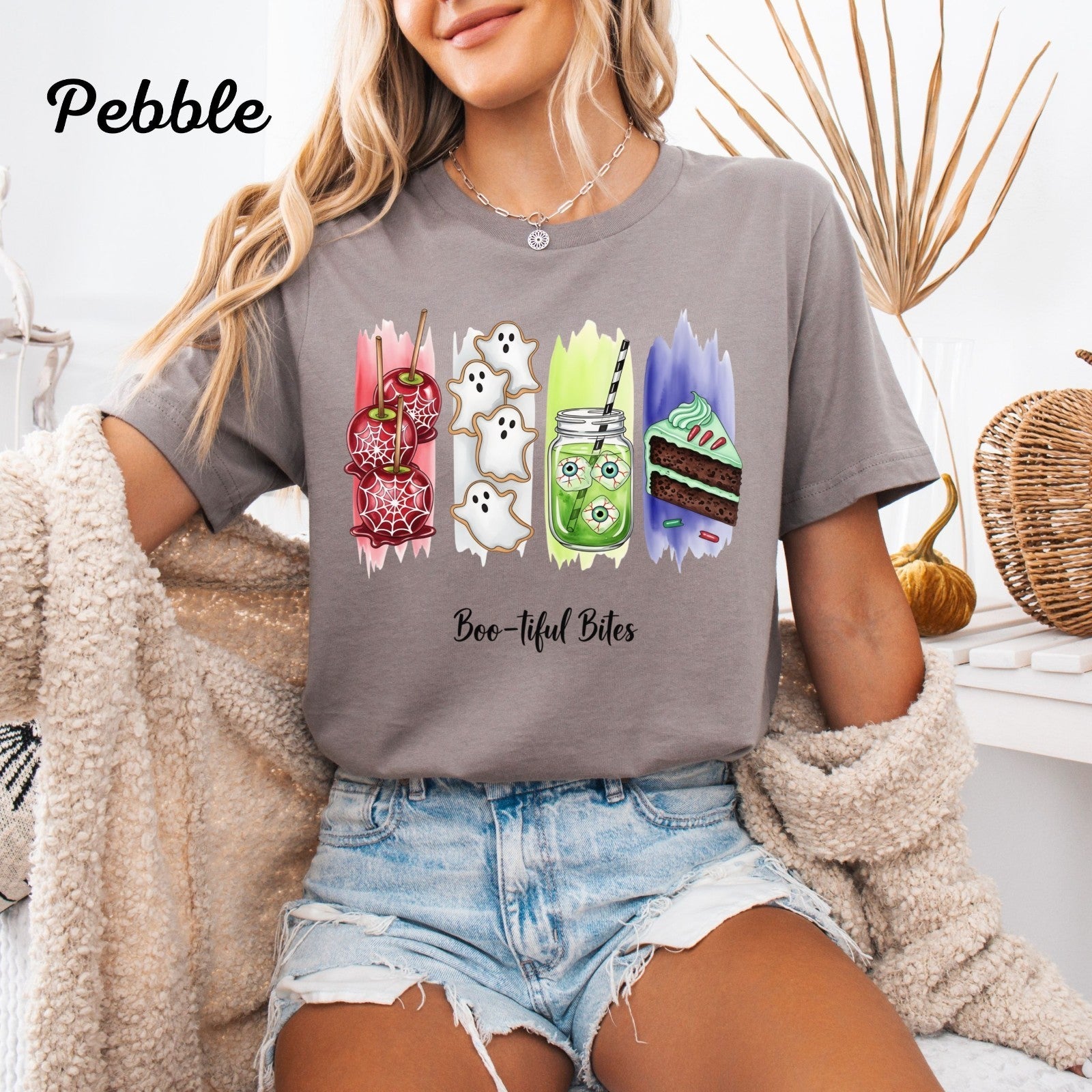 Womans T Shirt Boo-tiful Bites Halloween Shirt Cute Spooky Snack Fall Food Top