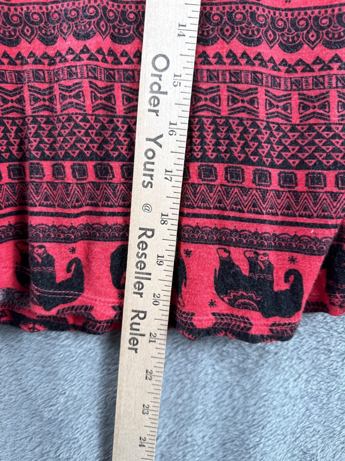 Rue 21 XS Red & Black Elephant Print Sleeveless Tank Top Lightweight 100% Rayon