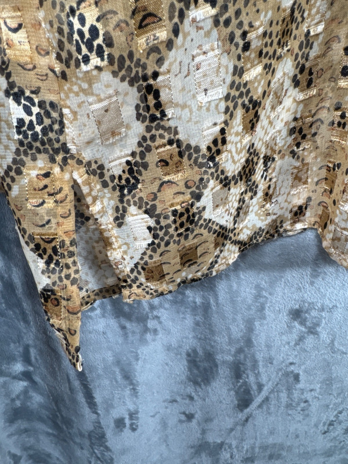 Notations Womens Animal Print Button-Up Blouse Size 2X Polyester Beige & Black