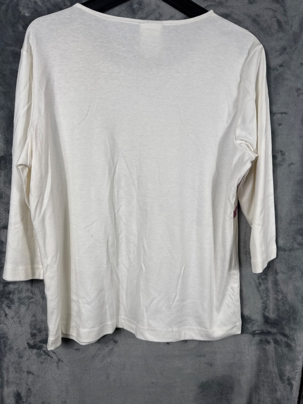 Nikki Womens Blouse Abstract Print Top L 3/4 Sleeve Cotton/Poly Blend Shirt