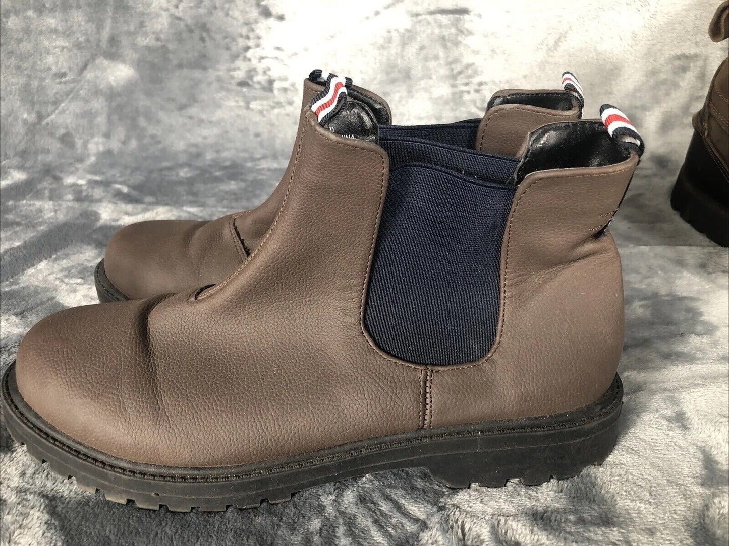 Brown Chelsea Ankle Boots Mens With Elastic Side Panels & Tricolor Tabs