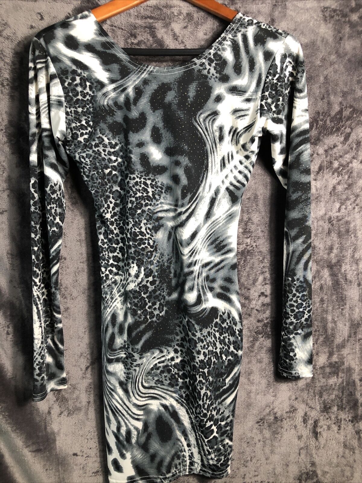 Animal Print Stretch Dress Black Gray Women’s Size M