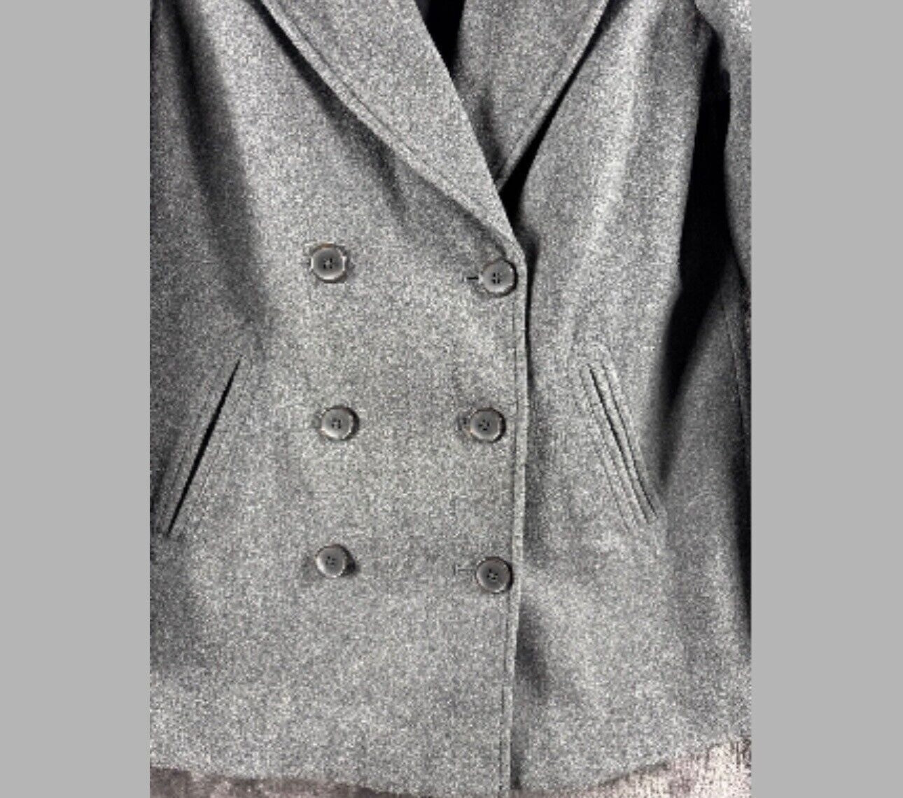 Old Navy Womens Coat Gray Wool Blend Double Breasted Peacoat Size S