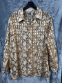 Notations Womens Animal Print Button-Up Blouse Size 2X Polyester Beige & Black
