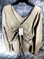 Mia Joy Womens Ruched Metallic Long Sleeve Top