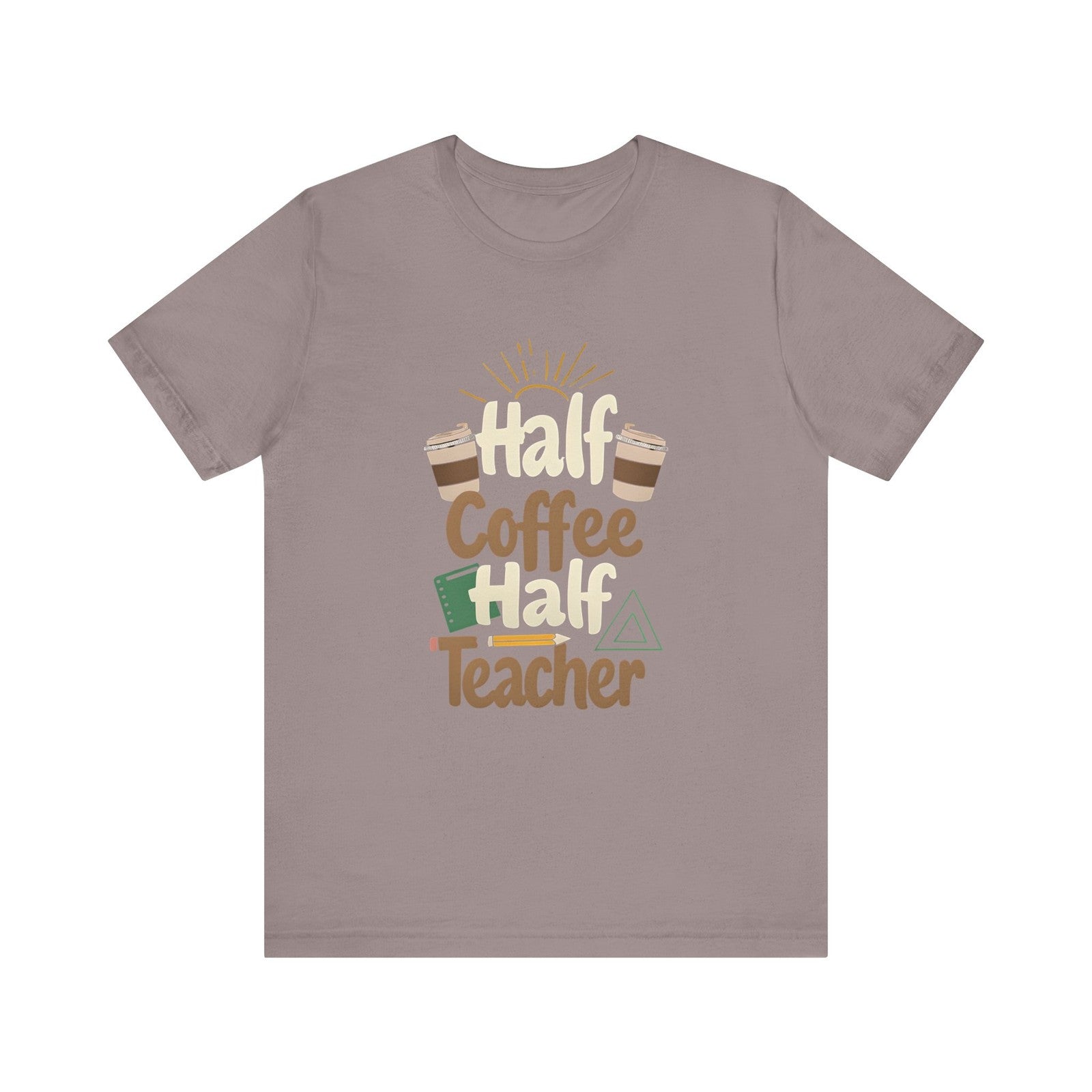 Womans T Shirt Half Teacher Half Coffee Top Retro Cute Teacher Gift 