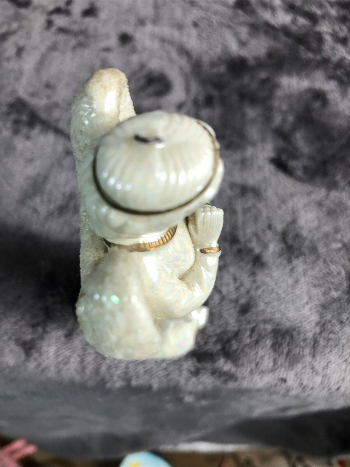 Praying Angel Ornament Vintage Sparkling Wings Without String Gold Trim