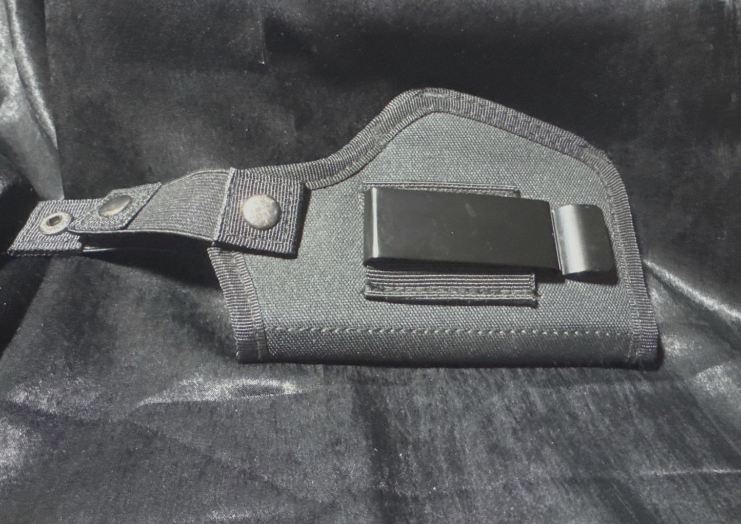 Universal Black Nylon Gun Holster With Snap Closure & Metal Belt Clip