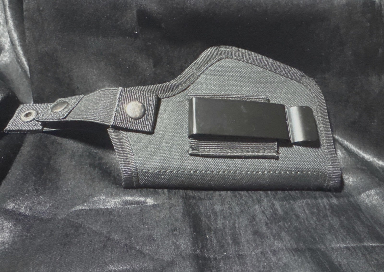 Universal Black Nylon Gun Holster With Snap Closure & Metal Belt Clip