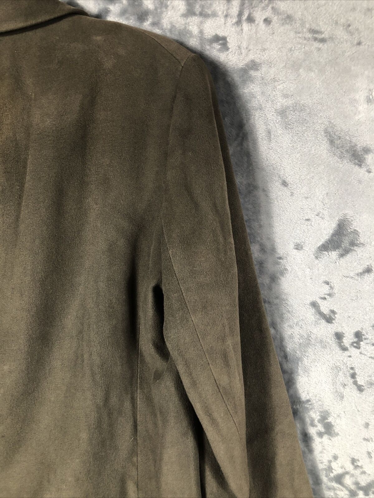 Anne Klein Women’s Jacket Neiman Marcus Suede Olive Green Moto Large Snap Front