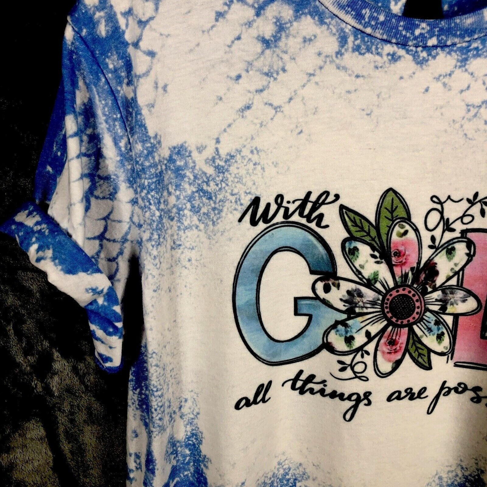 Womans Christian Shirt "With God All Things Are Possible" Top Tie-Dye T-Shirt
